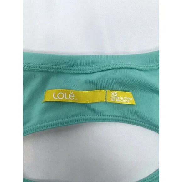 Lole Women XS Green Athletic Sleeveless Tank Dress Asymmetrical Peek-a-Boo Back - Picture 3 of 6